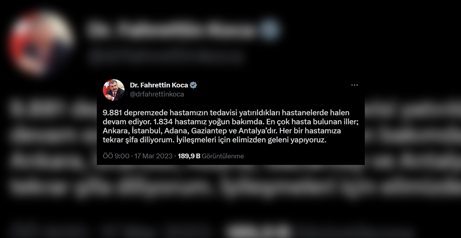 Bakan Koca'dan depremzede açıklaması