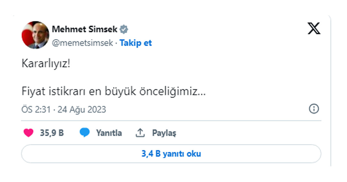 Bakan Şimşek'ten faiz açıklaması
