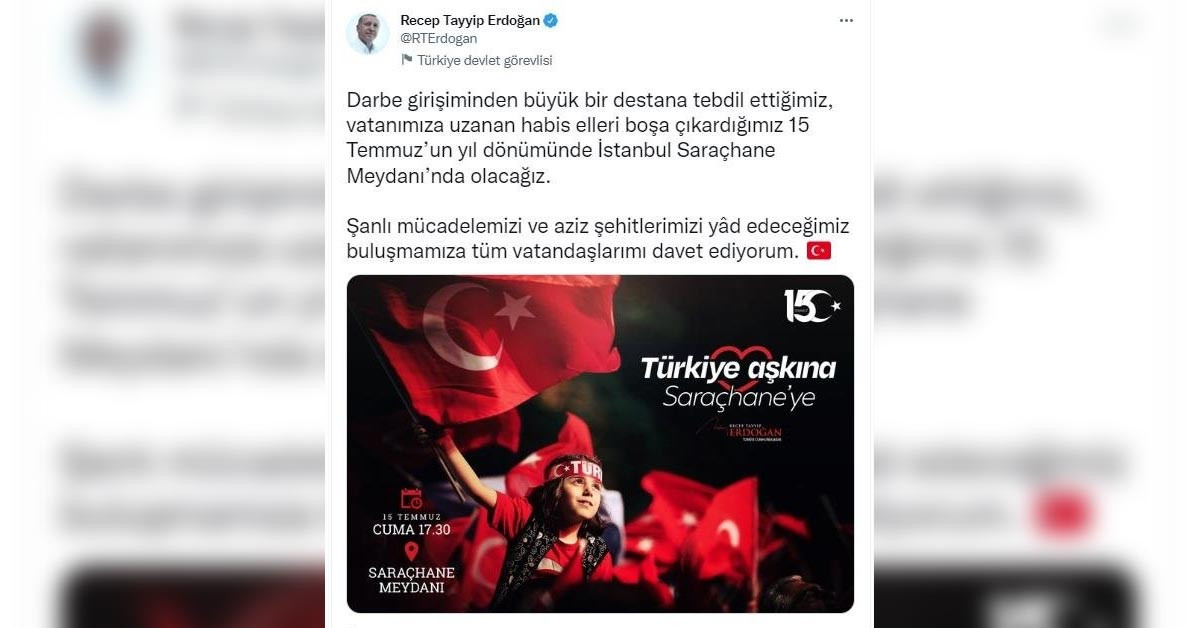 Başkan Erdoğan'dan Anma İlanı Başkan Erdoğan'dan Anma İlanı