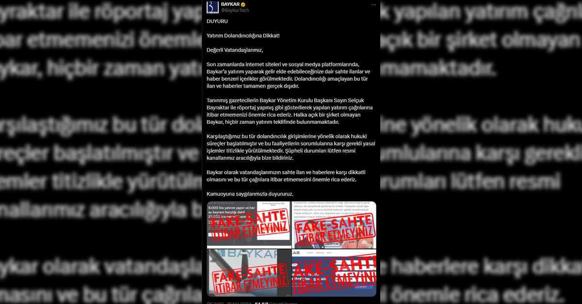 Baykar açıklama