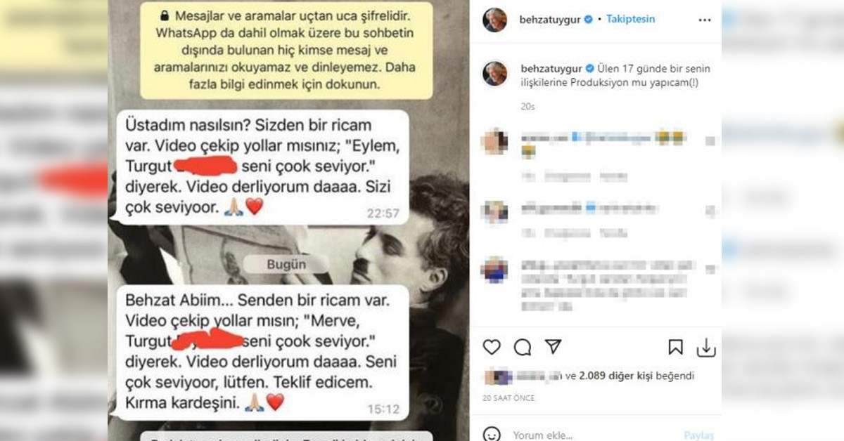 Behzat uygur mesajları ifşaladı