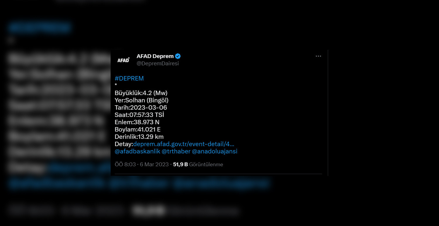 Bingöl'de deprem