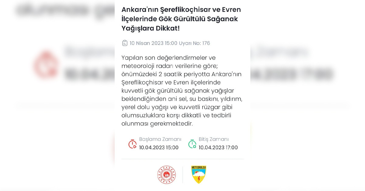 Bir ilde sarı kodlu uyarı yapıldı Bir ilde sarı kodlu uyarı yapıldı