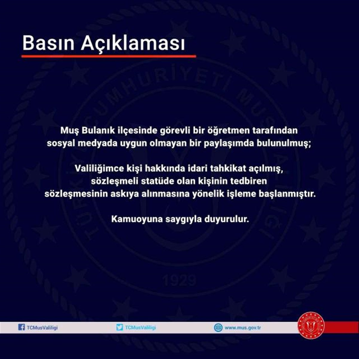 valilik işlem başlattı