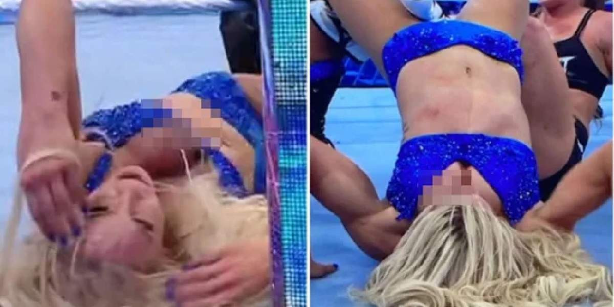 Charlotte Flair'dan canlı yayınlanan kadın güreşi maçında frikik