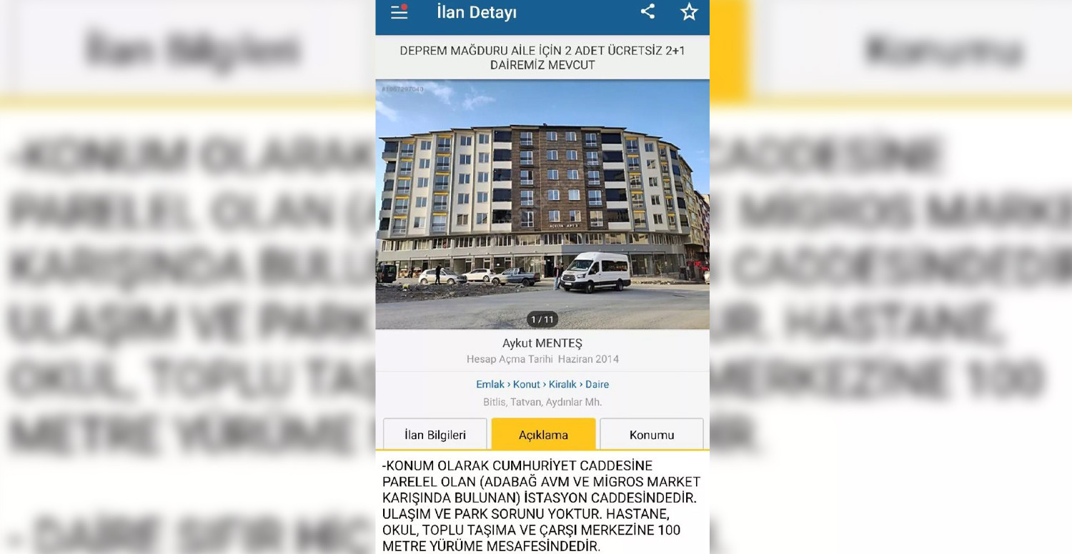 Depremzedeler için ücretsiz