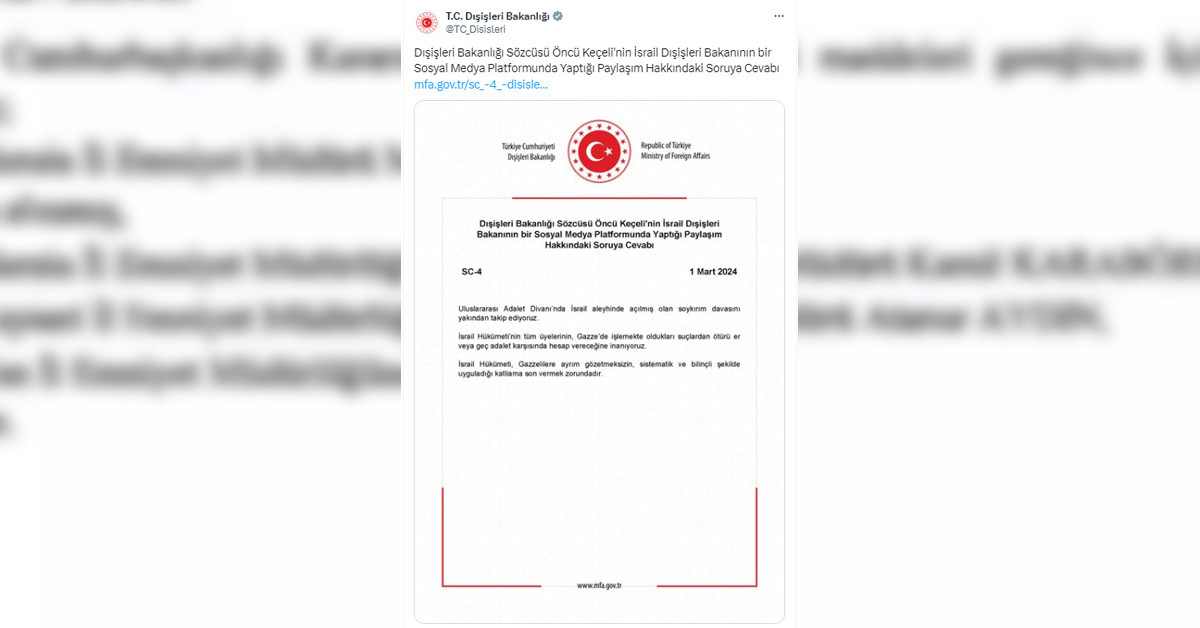 Dışişleri Bakanlığı açıklama
