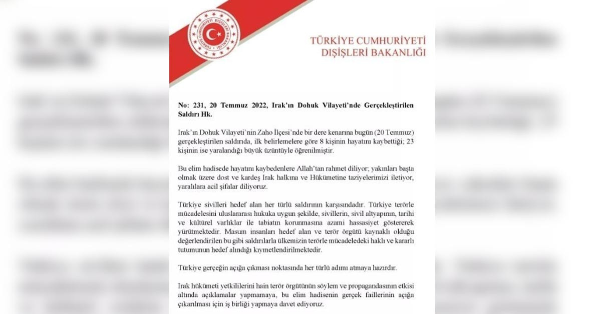 Dışişleri Bakanlığı'ndan açıklama