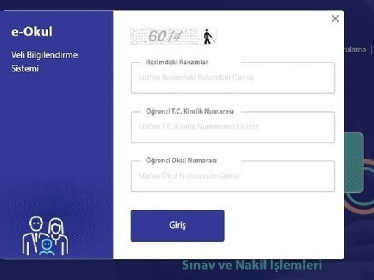E-Okul giriş ile not bilgisi öğrenme sayfası