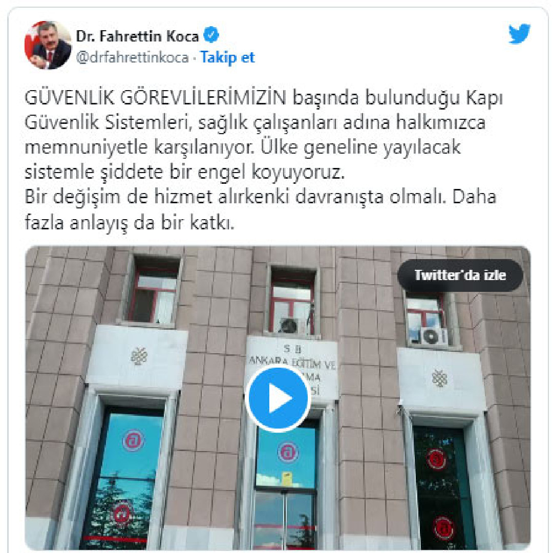 Fahrettin Koca twitter paylaşımı