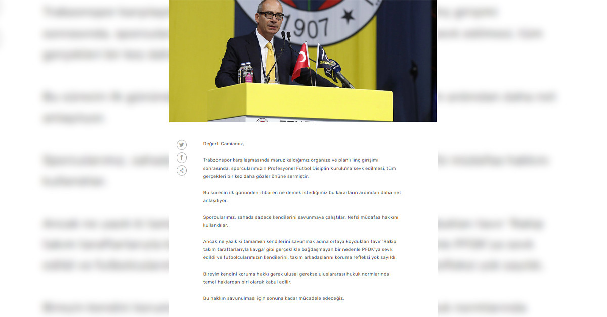 Fenerbahçe açıklama