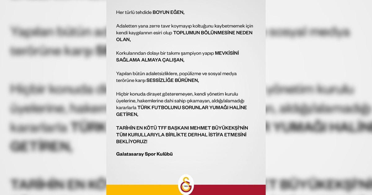 Galatasaray açıklama