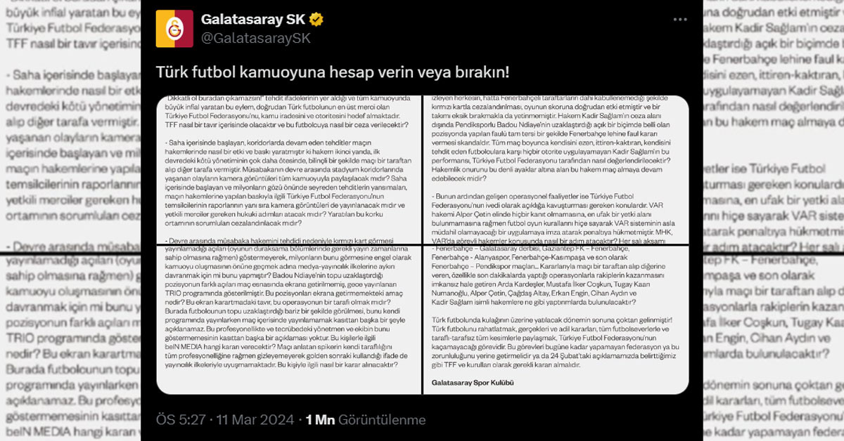 Galatasaray açıklama Galatasaray açıklama