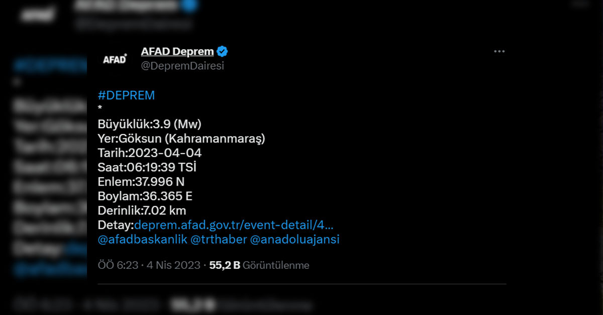Göksun'da deprem