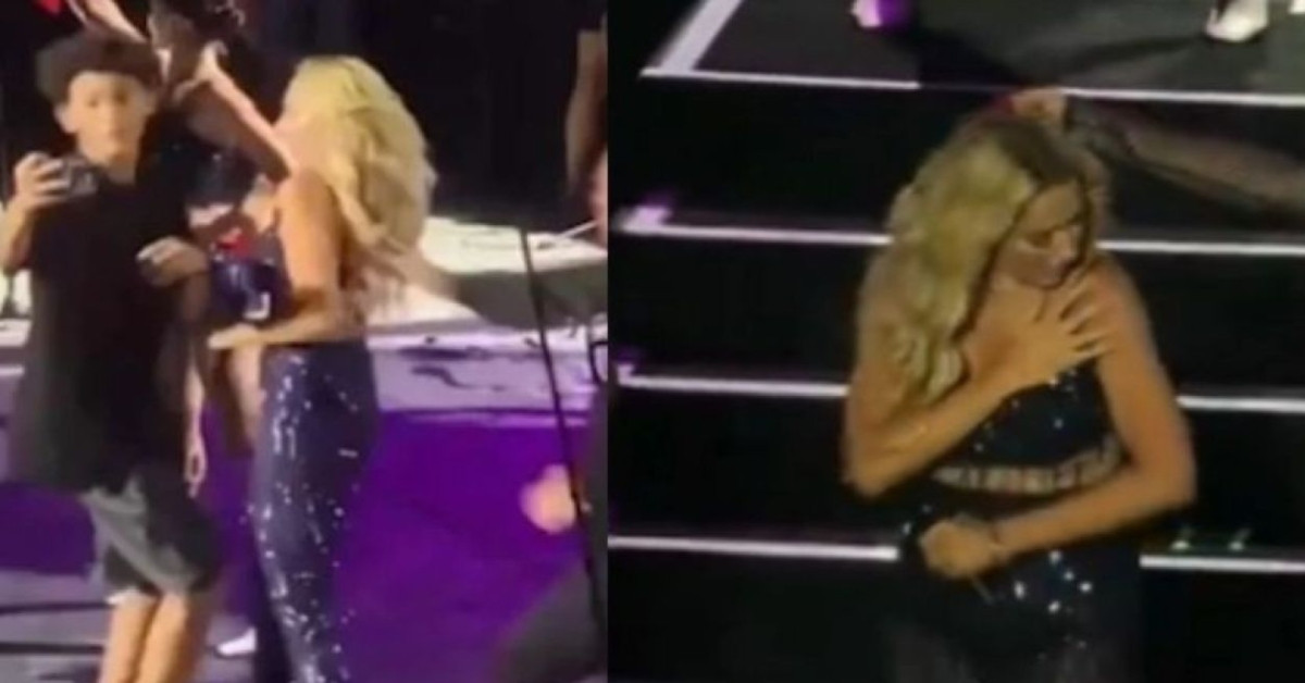 Hadise konserde şok yaşadı: Hayranı sahneye atladı! Omzundan darbe aldı