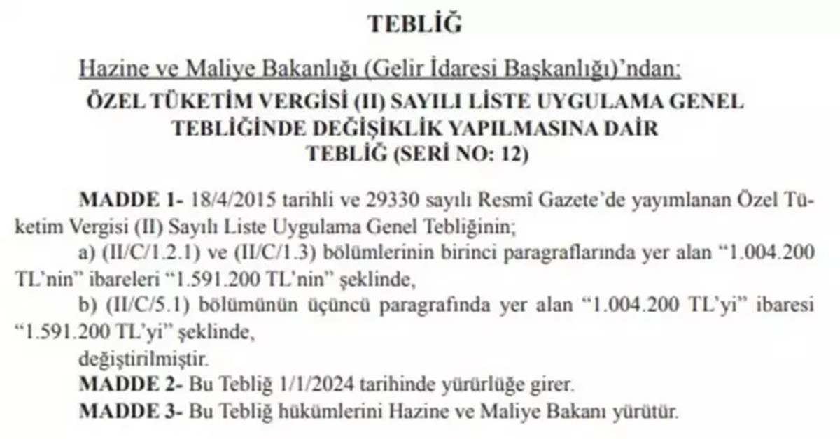 Hazine ve Maliye Bakanlığı Tebligatı
