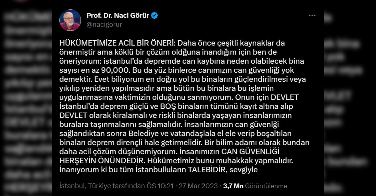 Hükümete acil öneri