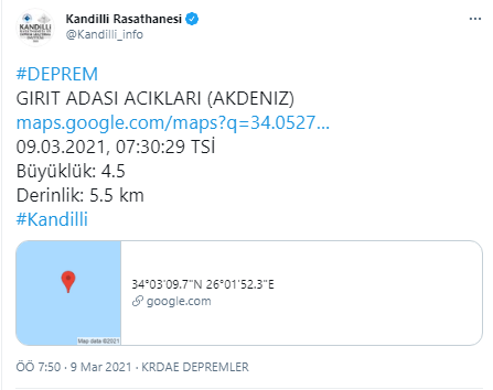 Akdeniz'de 4.5'lik Deprem!09030212121545