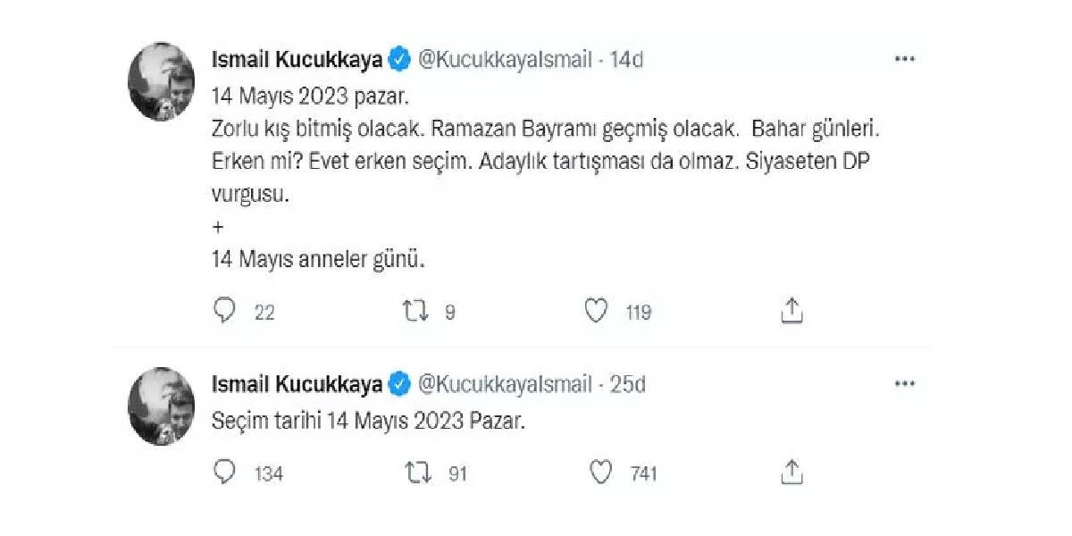 İsmail Küçükkaya Erken Seçim Paylaşımı