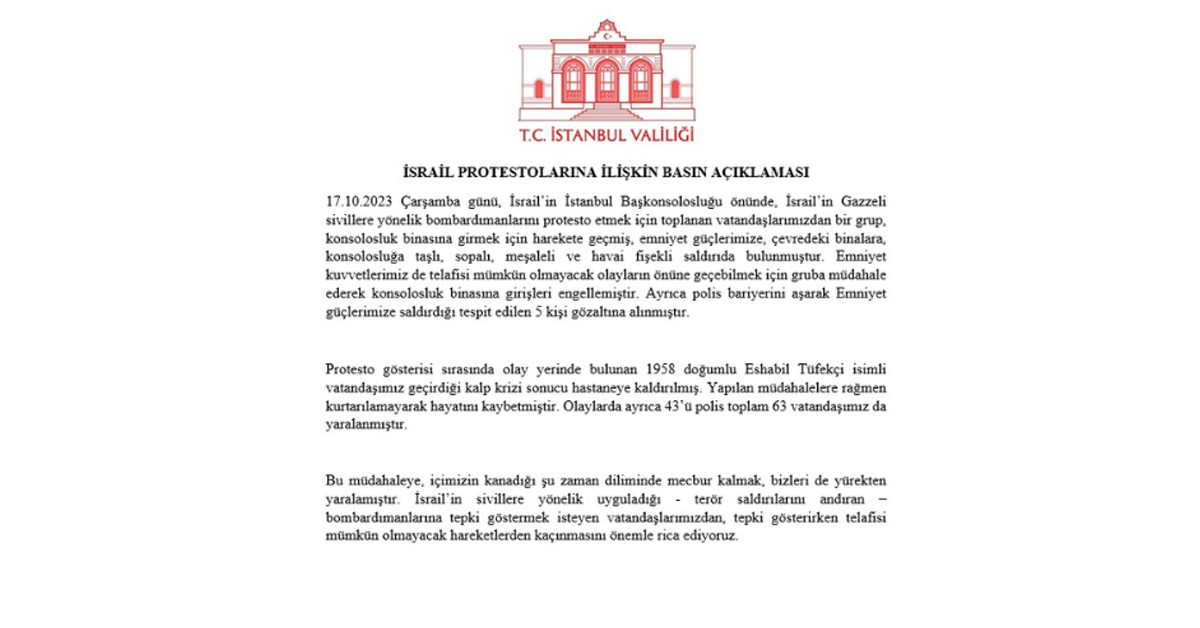 İstanbul Valiliği açıklama