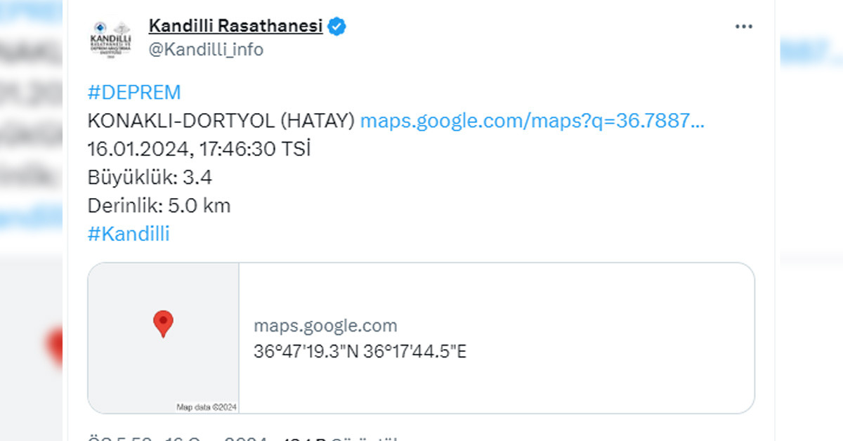 Kandilli Rasathanesi açıklaması