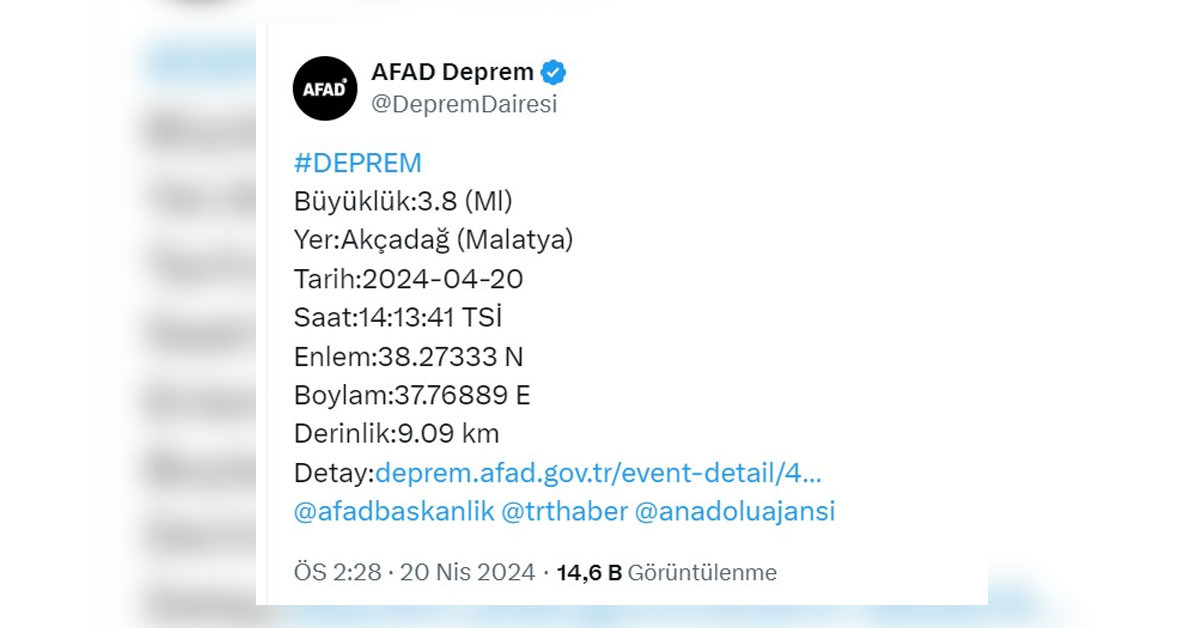 Malatya da deprem paniği