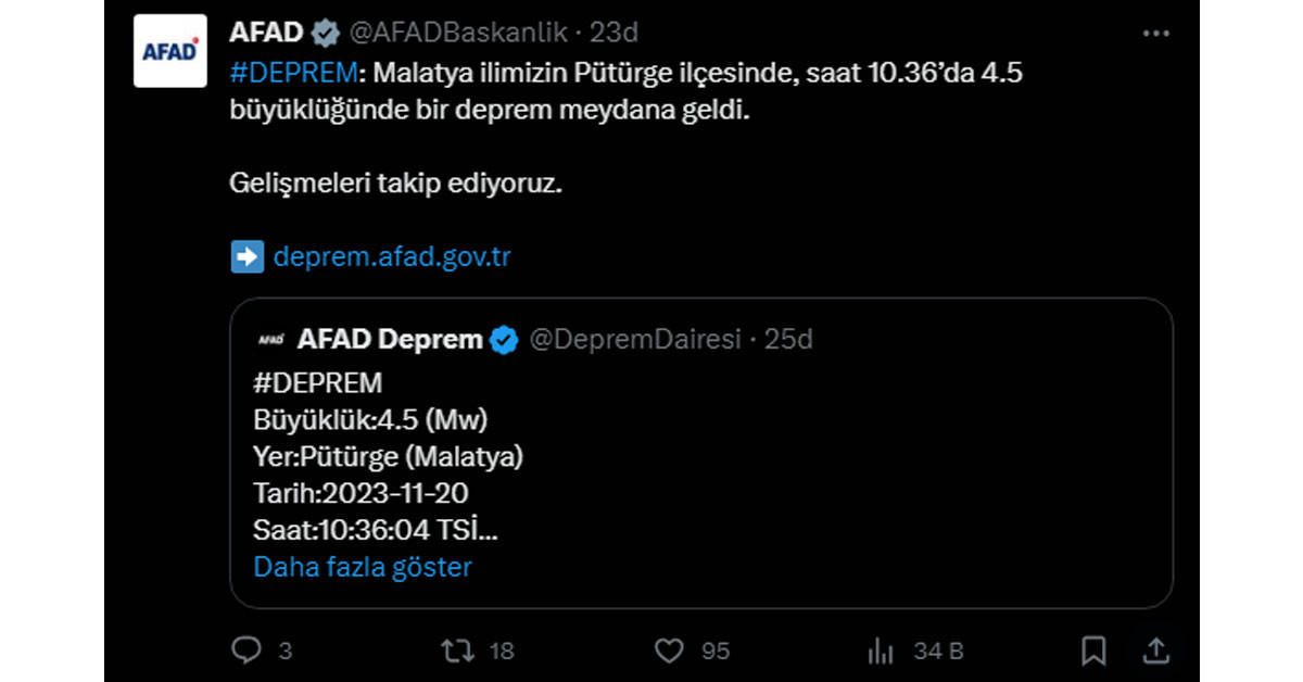 Malatya'da deprem