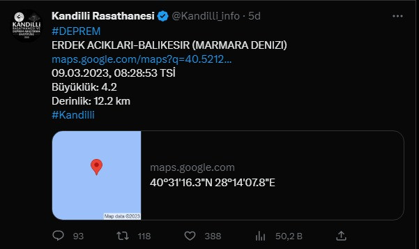 Marmara'da deprem