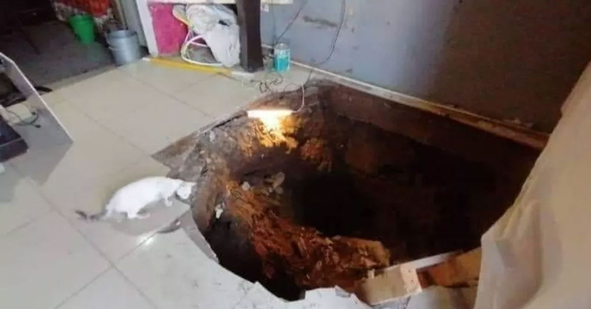 Meksikalı genç evinde uyuduğu esnada 3 metrelik çukura düştü!