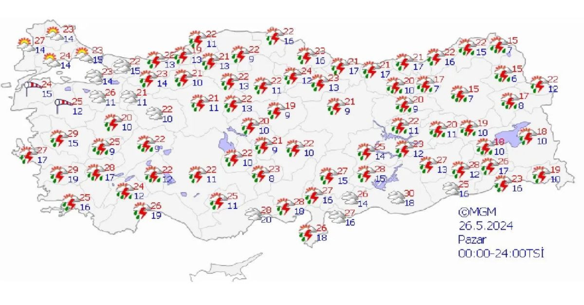 Meteoroloji bölge bölge uyardı: Gök gürültülü sağanak yağış geliyor Meteoroloji bölge bölge uyardı: Gök gürültülü sağanak yağış geliyor