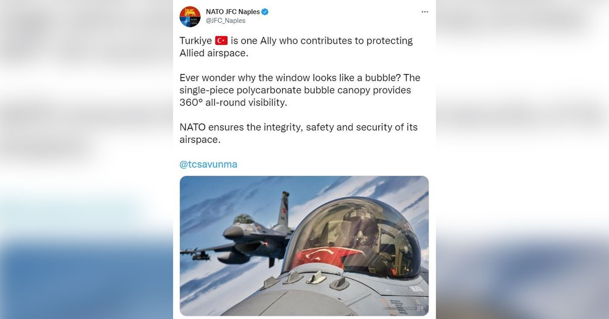NATO'nun Twitter hesabından Türkiye paylaşımı, Turkey yerine Türkiye ibaresi!