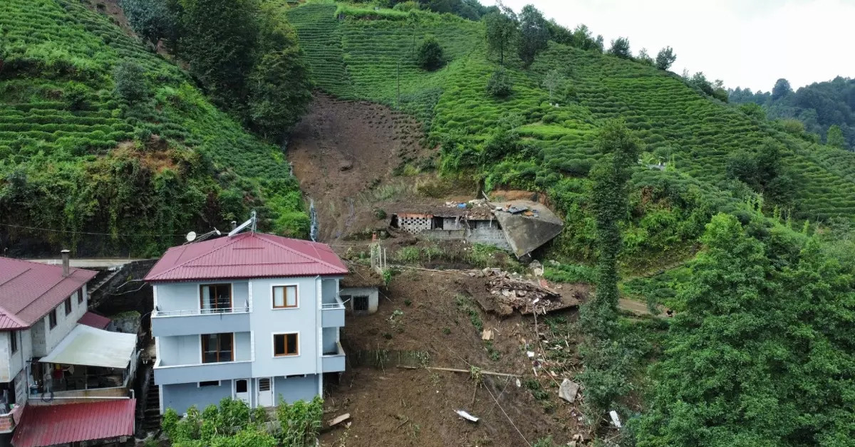 Rize'de heyelandan etkilenen köyler