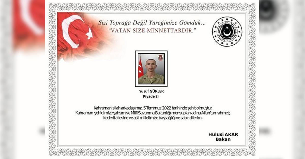 Şehit düştü