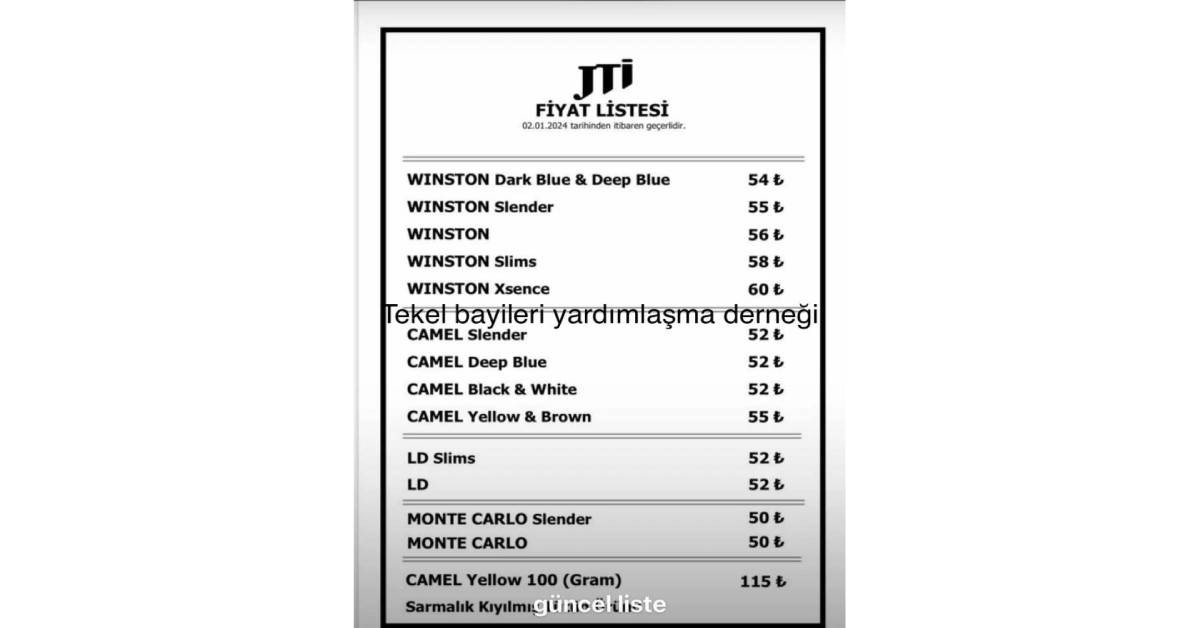 Sigara fiyatları 2 ocak
