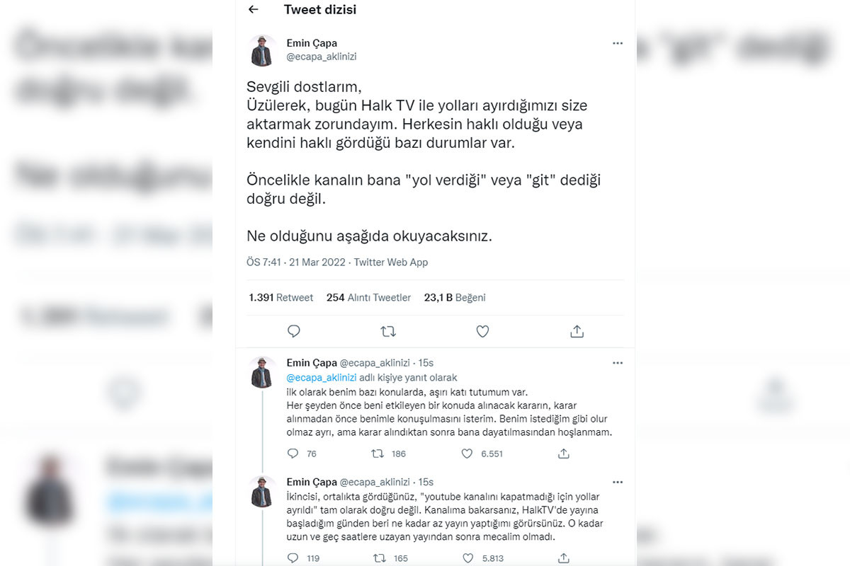 Emin Çapa Halk TV'de neden yok?
