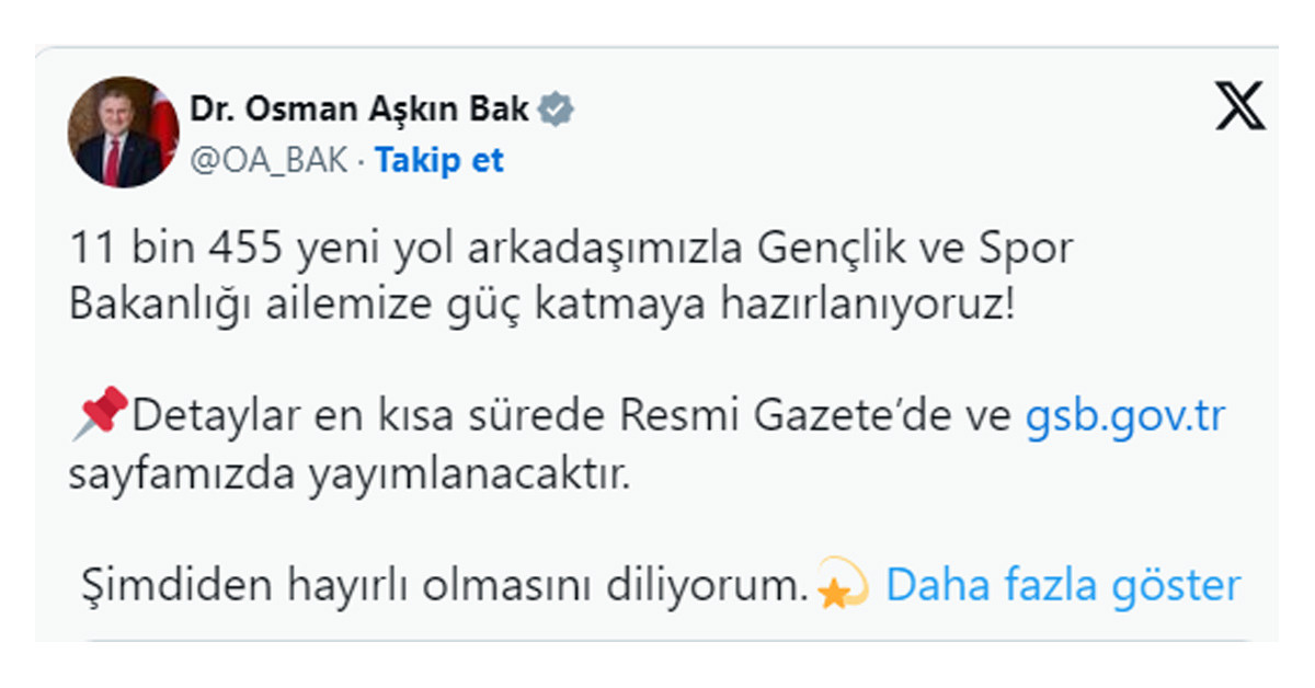 Spor Bakanlığı personel alımı