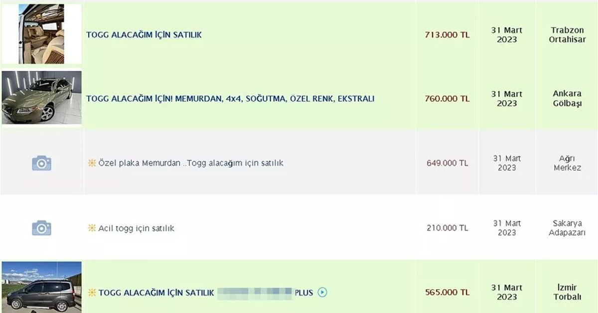 Togg için araçlarını satıyorlar