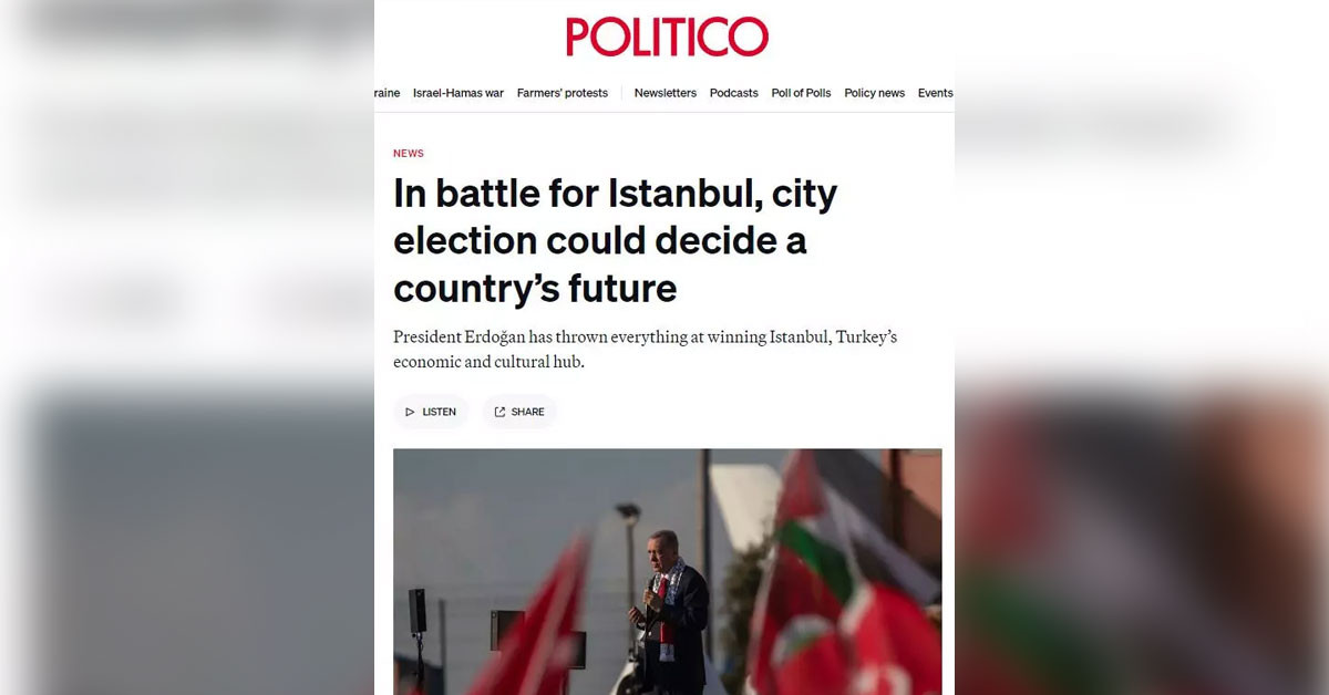 Tüm dünyanın gözü Türkiye’de yapılacak olan seçime çevrildi. Londra merkezli Financial Times gazetesi, seçimlerde İstanbul hakkında dikkat çeken bir analiz paylaştı. Muhalefetin 2023 seçimlerinden beri sarsıldığının altını çizdi. Tüm dünyanın gözü Türkiye’de yapılacak olan seçime çevrildi. Londra merkezli Financial Times gazetesi, seçimlerde İstanbul hakkında dikkat çeken bir analiz paylaştı. Muhalefetin 2023 seçimlerinden beri sarsıldığının altını çizdi.
