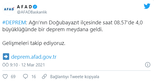 Ağrı'da 4 Büyüklüğünde Deprem!456465