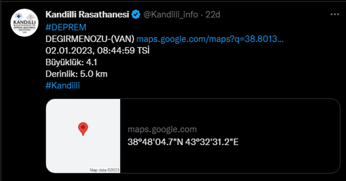 Van'da deprem
