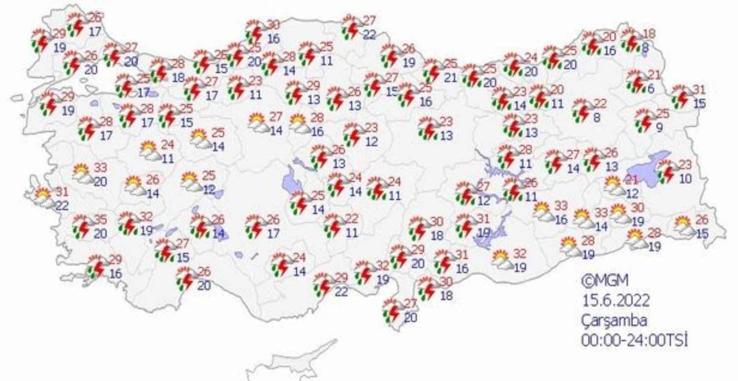 15 Haziran 2022 hava durumu