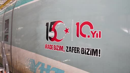 15 Temmuz Demokrasi ve Milli Birlik Günü'nün 10. yılında, 10 YHT seti özel logoyla sefer...