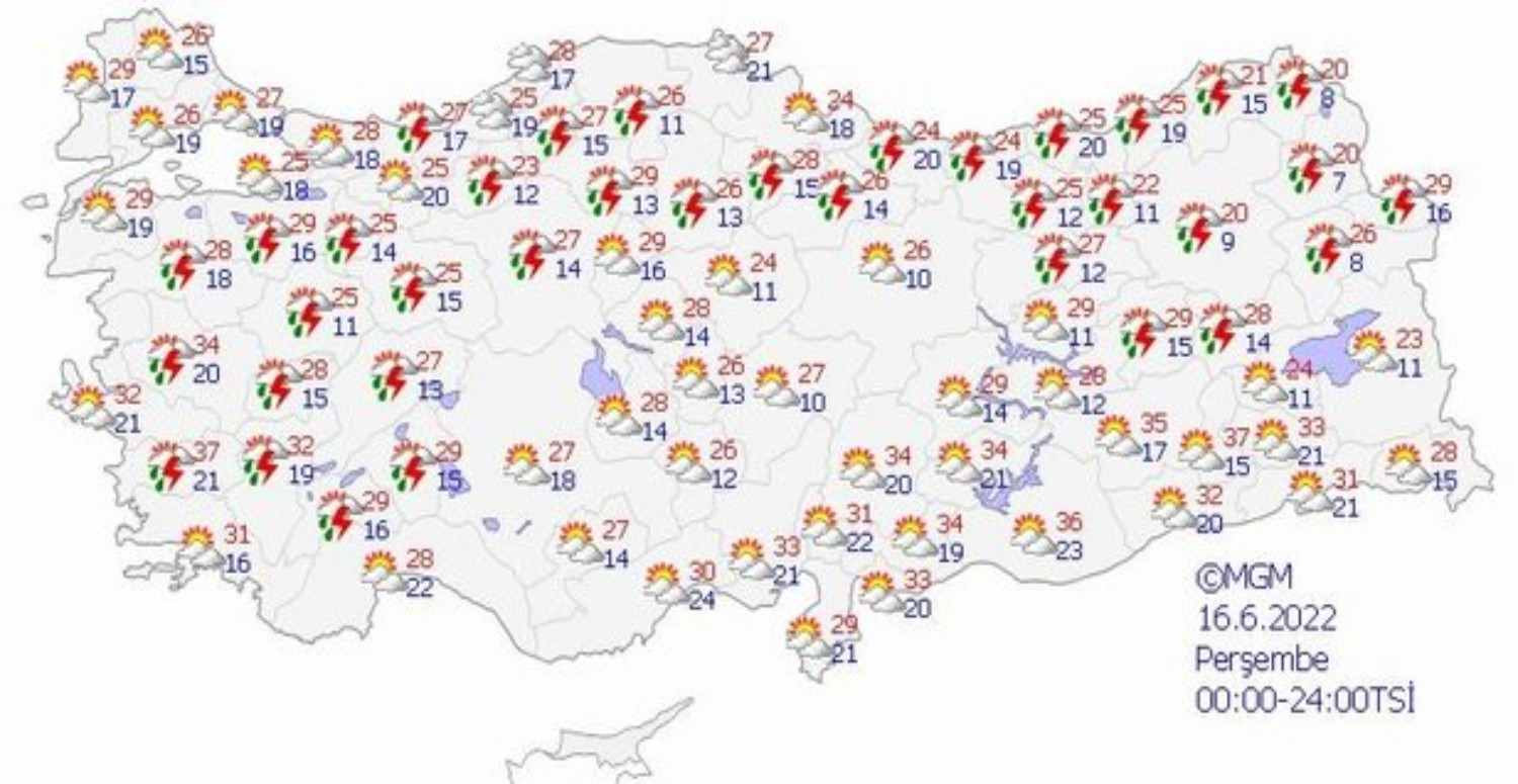 16 Haziran 2022 hava durumu