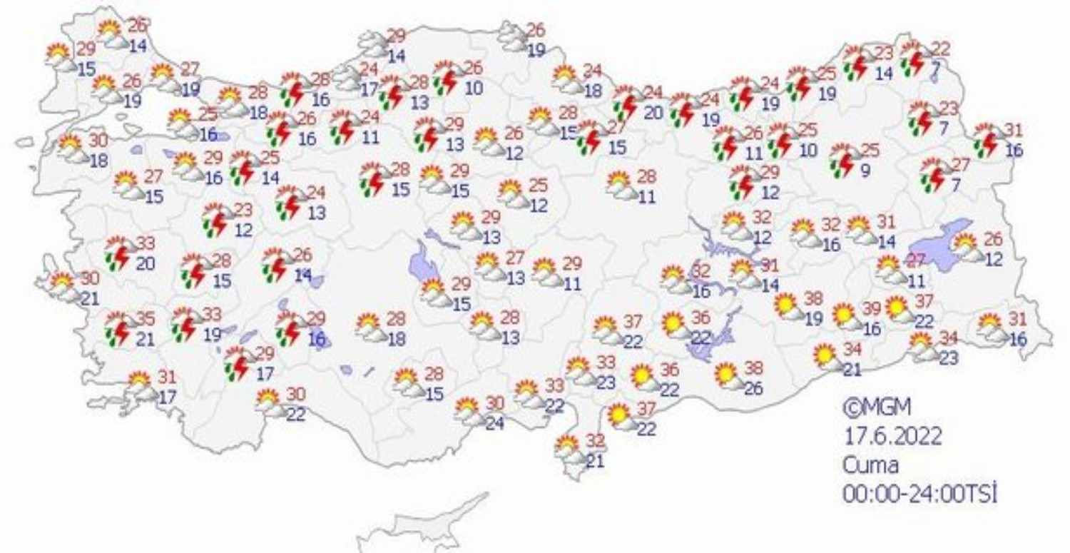 17 Haziran 2022 hava durumu