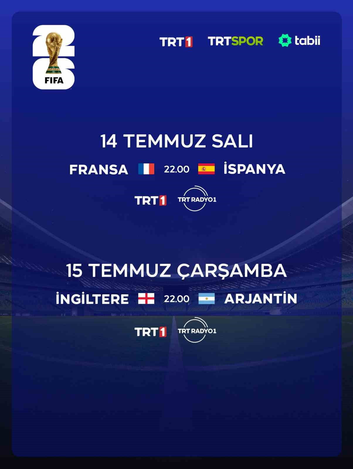 2026 FIFA DÜNYA KUPASI’NDA ÇEYREK FİNAL KARŞILAŞMALARININ ARDINDAN YARI FİNAL EŞLEŞMELERİ...