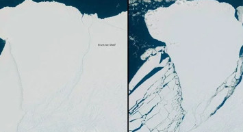 70 bin futbol sahası büyüklüğünde! Dev buz kütlesinin kopuşunu uydular görüntüledi