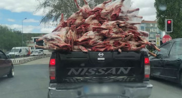 Ankara'da görenleri şoke eden olay: Kilolarca et bir kamyonetin kasasında taşındı!