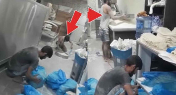 Edirne’den skandal görüntüler: Fırında yere dökülen unları kürekle toplayıp lavaş yaptı!