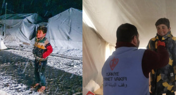 Günün En Sıcak Karesi! İdlib'te Üşüdüğü Sırada Çekilen Fotoğrafı Paylaşılan Çocuğa Diyanet Vakfı Ulaştı