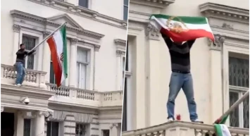 Londra’da İran Elçiliğinde Bayrak Krizi! Polislerin Önünde Tırmandı, Rejim Bayrağını İndirdi
